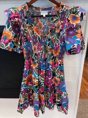 Baltic Born By Sugarlips Floral Multicolor Smocked Dress Size XS